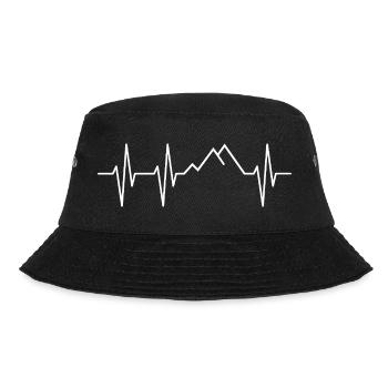 Mountains with a heartbeat - hiking and outdoor pulse - Bucket Hat - black - Front - Lela (165cm)