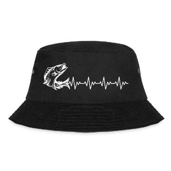 Fischer Angel Angler Geschenk EKG Herzschlag - Bucket Hat - Schwarz - Vorne - Lela (165cm)