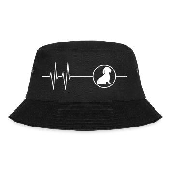 Mein Herz schlägt für Dackel – Herzlinien-Dackel - Bucket Hat - Schwarz - Vorne - Lela (165cm)