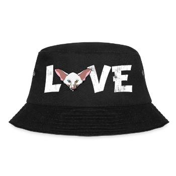 Oriental Shorthair Cat Love Silhouette Portrait - Bucket Hat - black - Front - Lela (165cm)