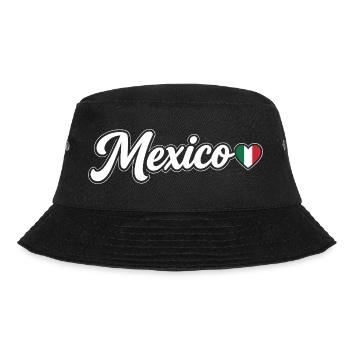 Mexico Script with Flag Heart Fan Patriotic - Bucket Hat - black - Front - Lela (165cm)