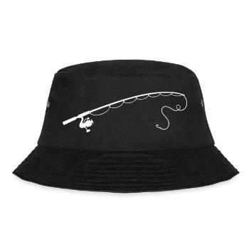 Angelrute Angler Fischer Angel Angeln - Bucket Hat - Schwarz - Vorne