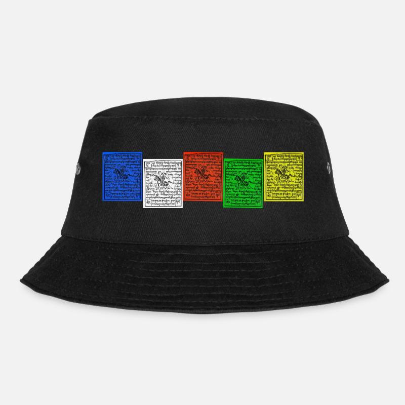 Nepal,Gebetsfahnen - Bucket Hat - Schwarz
