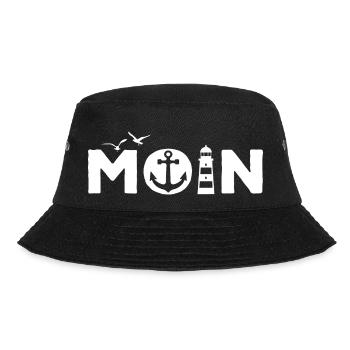 Moin Leuchtturm Anker Möwen - Bucket Hat - Schwarz - Vorne - Lela (165cm)