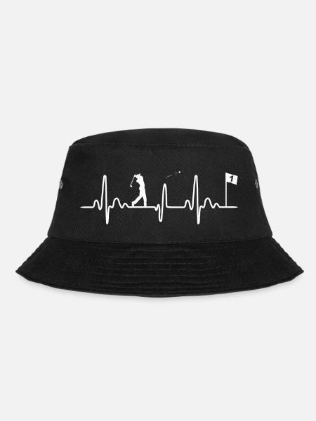 Golfer Golf Golfspieler Herzschlag Golfen - Bucket Hat - Schwarz
