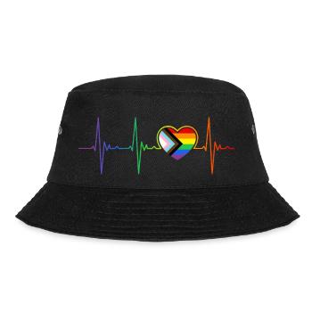 LGBT Regenbogen Flagge Gay Pride Herzschlag - Bucket Hat - Schwarz - Vorne - Lela (165cm)