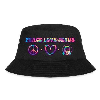 Frieden Liebe und Jesus - Bucket Hat - Schwarz - Vorne - Lela (165cm)