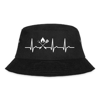 ECG curve - heart curve - grilling - grilling utensils - Bucket Hat - black - Front - Lela (165cm)