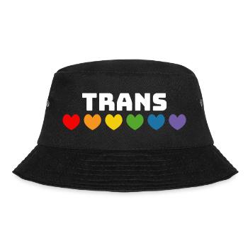 Regenbogenherzchen Trans weiss - Bucket Hat - Schwarz - Vorne - Lela (165cm)