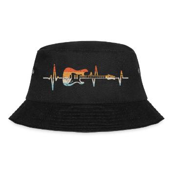Guitar Heartbeat Retro Electric Guitar Guitarist - Bucket Hat - black - Front - Lela (165cm)