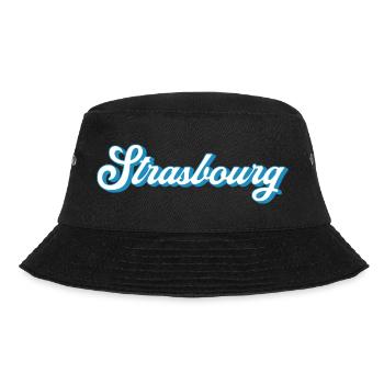Strasbourg Schriftzug – Retro Frankreich Style - Bucket Hat - Schwarz - Vorne - Lela (165cm)