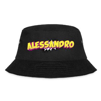 Alessandro Benutzerdefinierter Name Comic-Stil Pop-Art, - Bucket Hat - Schwarz - Vorne - Lela (165cm)
