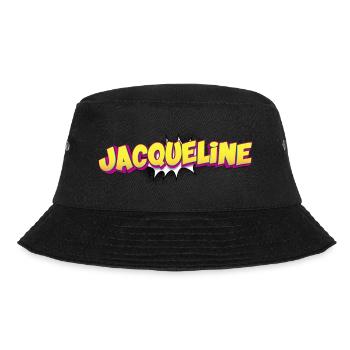 Jacqueline Benutzerdefinierter Name Comic-Stil Pop-Art, - Bucket Hat - Schwarz - Vorne - Lela (165cm)