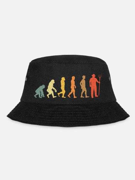 Farmer Evolution vintage retro - Bucket Hat - black