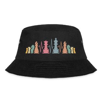 Schachfiguren Herzschlag retro Schach Team Symbol - Bucket Hat - Schwarz - Vorne - Lela (165cm)