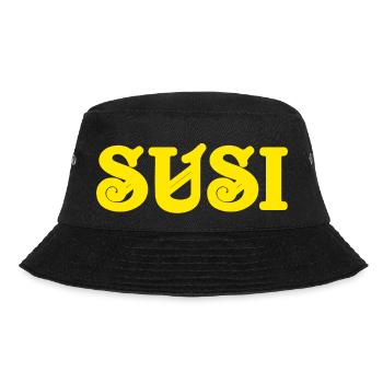 Vintage Text Susi Yellow Text - Bucket Hat - black - Front - Lela (165cm)