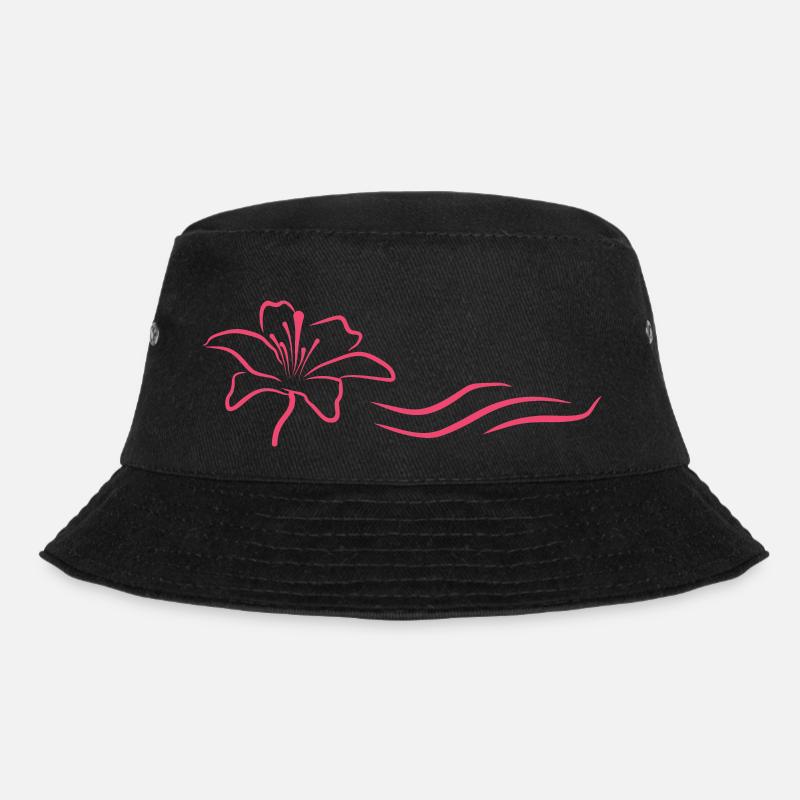 Bloomyvitae - Blüte mit Welle -rosa - Bucket Hat - Schwarz
