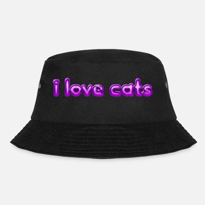 Text I love cats - Bucket Hat - Schwarz