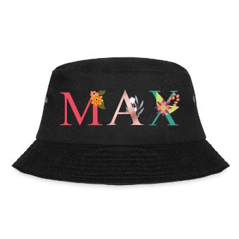MAX Name Art mit gestickten Blumen - Bucket Hat - Schwarz - Vorne - Lela (165cm)