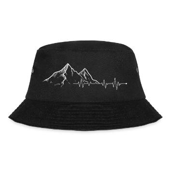 Minimales Mountain Heartbeat-Design - Bucket Hat - Schwarz - Vorne - Lela (165cm)