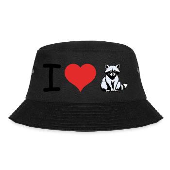 I love Raccoon - Pet Design - Bucket Hat - Schwarz - Vorne - Lela (165cm)