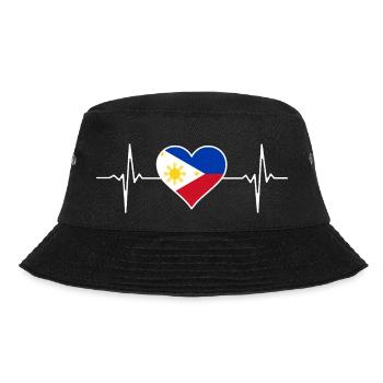 Philippinen Flagge Herzschlag - Bucket Hat - Schwarz - Vorne - Lela (165cm)