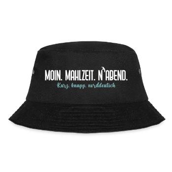 Moin Mahlzeit N'Abend – Norddeutscher Humor - Bucket Hat - Schwarz - Vorne - Lela (165cm)