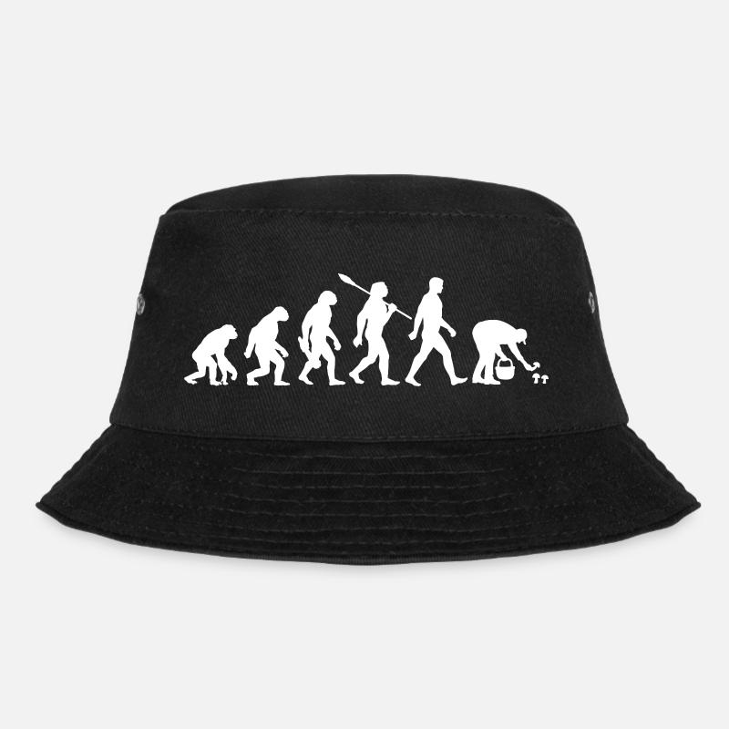 Evolution Mushroom Pickers, Mushroom Picking - Bucket Hat - black