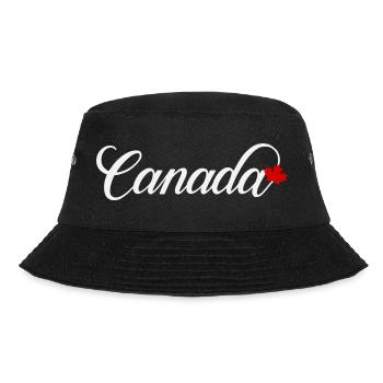 Canada Script mit Ahornblatt - Bucket Hat - Schwarz - Vorne - Lela (165cm)