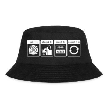 Eat Sleep Code Repeat – Coder Workflow Design - Bucket Hat - Schwarz - Vorne - Lela (165cm)