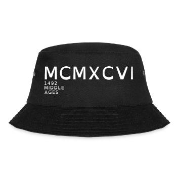 1996_LINE_white - Bucket Hat - black - Front - Lela (165cm)
