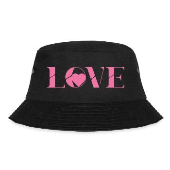 Liebe im Rosarot LOVE Design - Bucket Hat - Schwarz - Vorne - Lela (165cm)