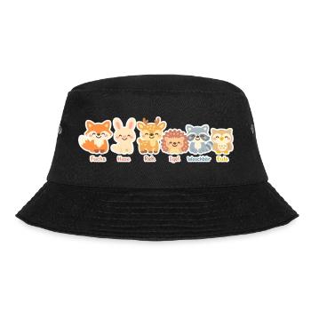 Niedliche Waldtiere Serie im Clipart-Stil - Bucket Hat - Schwarz - Vorne - Lela (165cm)