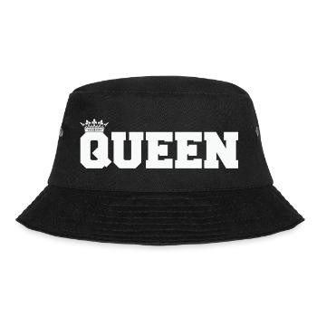 Königin Blockschrift mit Krone - Bucket Hat - Schwarz - Vorne