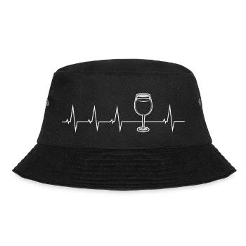 Ich liebe Wein - Herzschlag - Bucket Hat - Schwarz - Vorne - Lela (165cm)