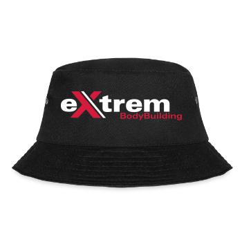 extrem-bodybuilding Logo - Bucket Hat - Schwarz - Vorne - Lela (165cm)