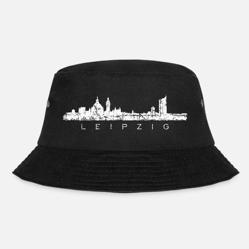 Leipzig Skyline Panorama (Vintage/Weiß) - Bucket Hat - Schwarz
