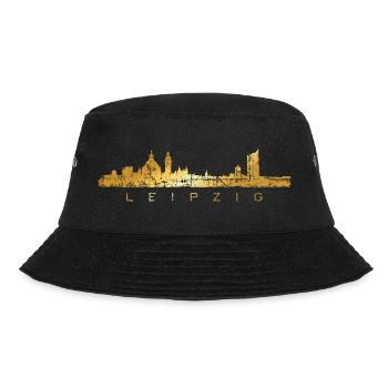 Leipziger Skyline (Vintage/Goldgelb) Leipzig - Bucket Hat - Schwarz - Vorne - Lela (165cm)