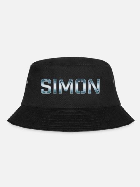 Simon Vorname Name blue silver white - Bucket Hat - Schwarz