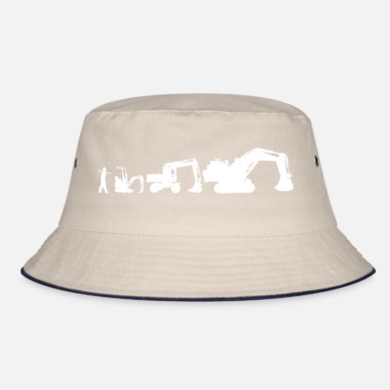 T-Shirt Evolution escavator, Schaufel retro, Baustelle Bucket Hat