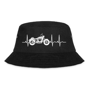 Biker EKG Motorrad Chopper Bobber Motorradfahrer - Bucket Hat - Schwarz - Vorne - Lela (165cm)