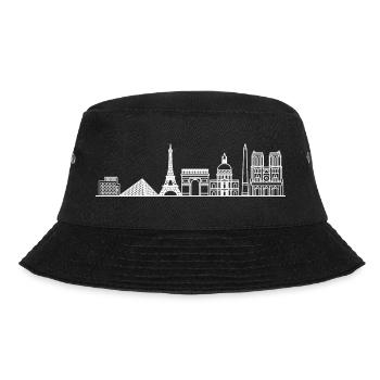 Skyline von Paris in Weiß mit Details - Bucket Hat - Schwarz - Vorne - Lela (165cm)