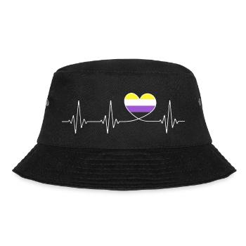 Nicht Binär Herzschlag Non Binary Pride Month CSD - Bucket Hat - Schwarz - Vorne - Lela (165cm)