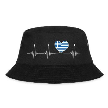 Herzschlag Griechenland Heimatliebe Flagge Grieche - Bucket Hat - Schwarz - Vorne - Lela (165cm)