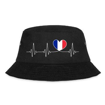Herz Frankreich Heimatliebe Französische Flagge - Bucket Hat - Schwarz - Vorne - Lela (165cm)