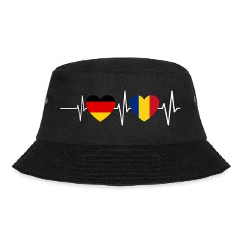 Rumänen Deutschland Rumänien Herzschlag - Bucket Hat - Schwarz - Vorne - Lela (165cm)