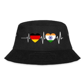 Deutschland Indien Herzschlag Indische Flagge Inde - Bucket Hat - Schwarz - Vorne - Lela (165cm)