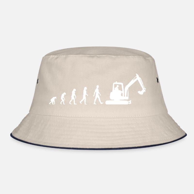 Evolution Excavator Silhouette Gift Excavator Bucket Hat