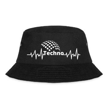 Techno Beat Herz EKG I love Techno - Bucket Hat - Schwarz - Vorne - Lela (165cm)