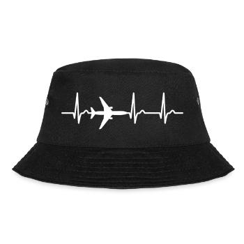 EKG Kurve - Herzkurve - Puls - Pilot - Flugzeug - Bucket Hat - Schwarz - Vorne - Lela (165cm)